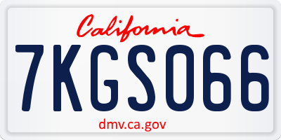 CA license plate 7KGS066