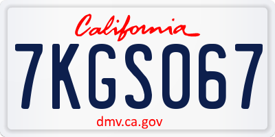 CA license plate 7KGS067