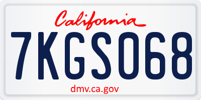 CA license plate 7KGS068
