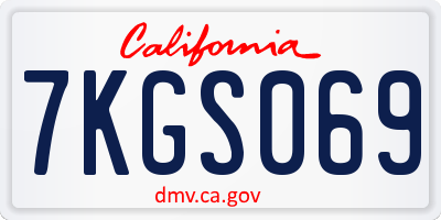 CA license plate 7KGS069
