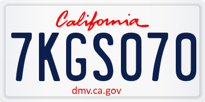 CA license plate 7KGS070