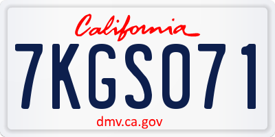 CA license plate 7KGS071