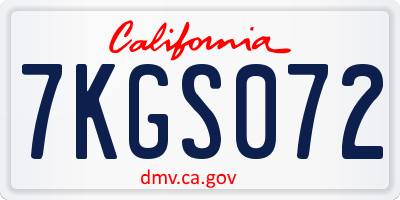 CA license plate 7KGS072