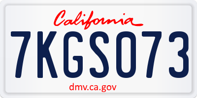 CA license plate 7KGS073