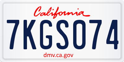 CA license plate 7KGS074