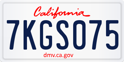 CA license plate 7KGS075