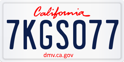 CA license plate 7KGS077