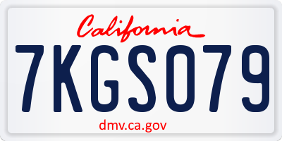 CA license plate 7KGS079