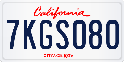 CA license plate 7KGS080