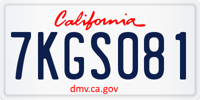 CA license plate 7KGS081