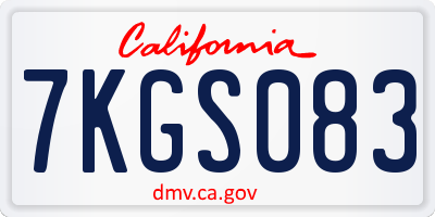 CA license plate 7KGS083