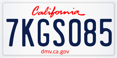 CA license plate 7KGS085