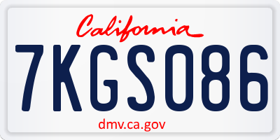CA license plate 7KGS086