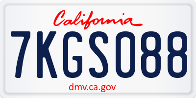 CA license plate 7KGS088