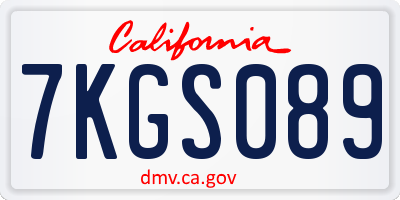 CA license plate 7KGS089