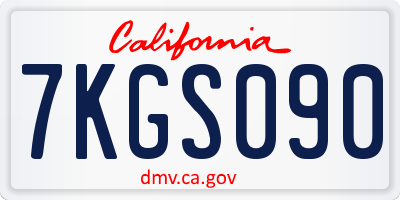 CA license plate 7KGS090