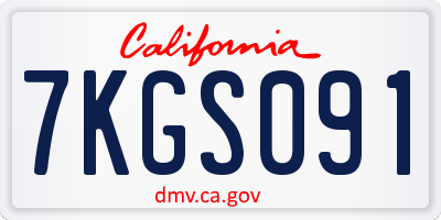 CA license plate 7KGS091