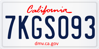 CA license plate 7KGS093