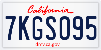 CA license plate 7KGS095
