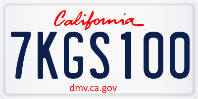 CA license plate 7KGS100