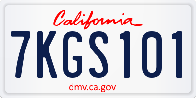 CA license plate 7KGS101