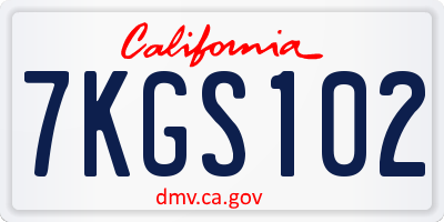 CA license plate 7KGS102