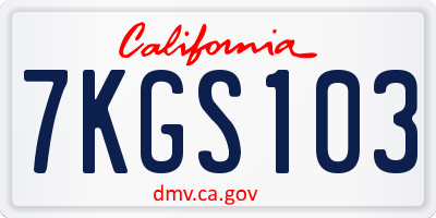CA license plate 7KGS103