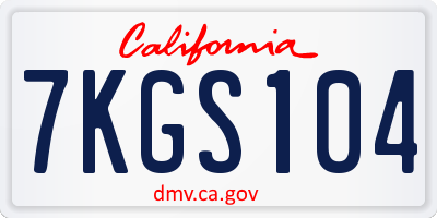 CA license plate 7KGS104