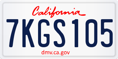 CA license plate 7KGS105