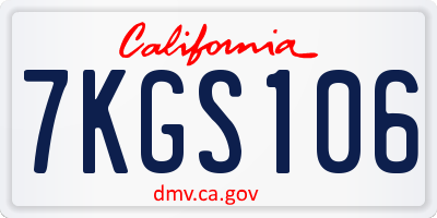 CA license plate 7KGS106