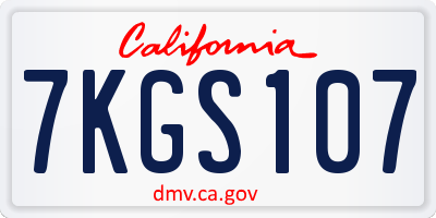 CA license plate 7KGS107