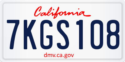 CA license plate 7KGS108