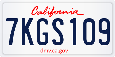 CA license plate 7KGS109