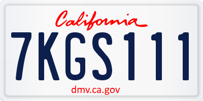 CA license plate 7KGS111