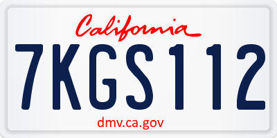 CA license plate 7KGS112