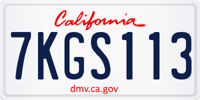 CA license plate 7KGS113