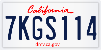 CA license plate 7KGS114