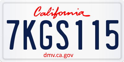 CA license plate 7KGS115