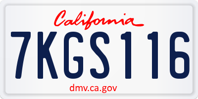 CA license plate 7KGS116