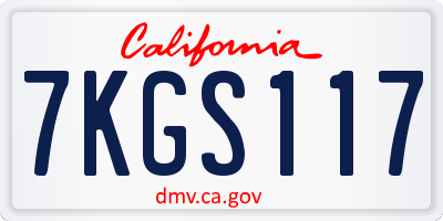 CA license plate 7KGS117