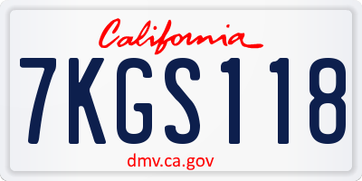 CA license plate 7KGS118