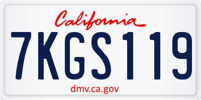 CA license plate 7KGS119
