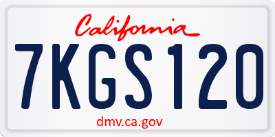 CA license plate 7KGS120