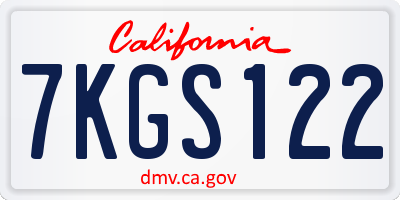 CA license plate 7KGS122