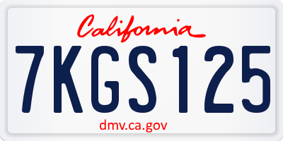 CA license plate 7KGS125