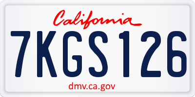 CA license plate 7KGS126