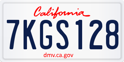 CA license plate 7KGS128