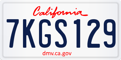 CA license plate 7KGS129