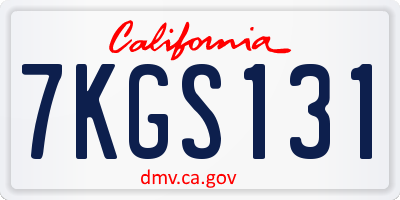 CA license plate 7KGS131