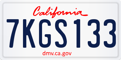 CA license plate 7KGS133